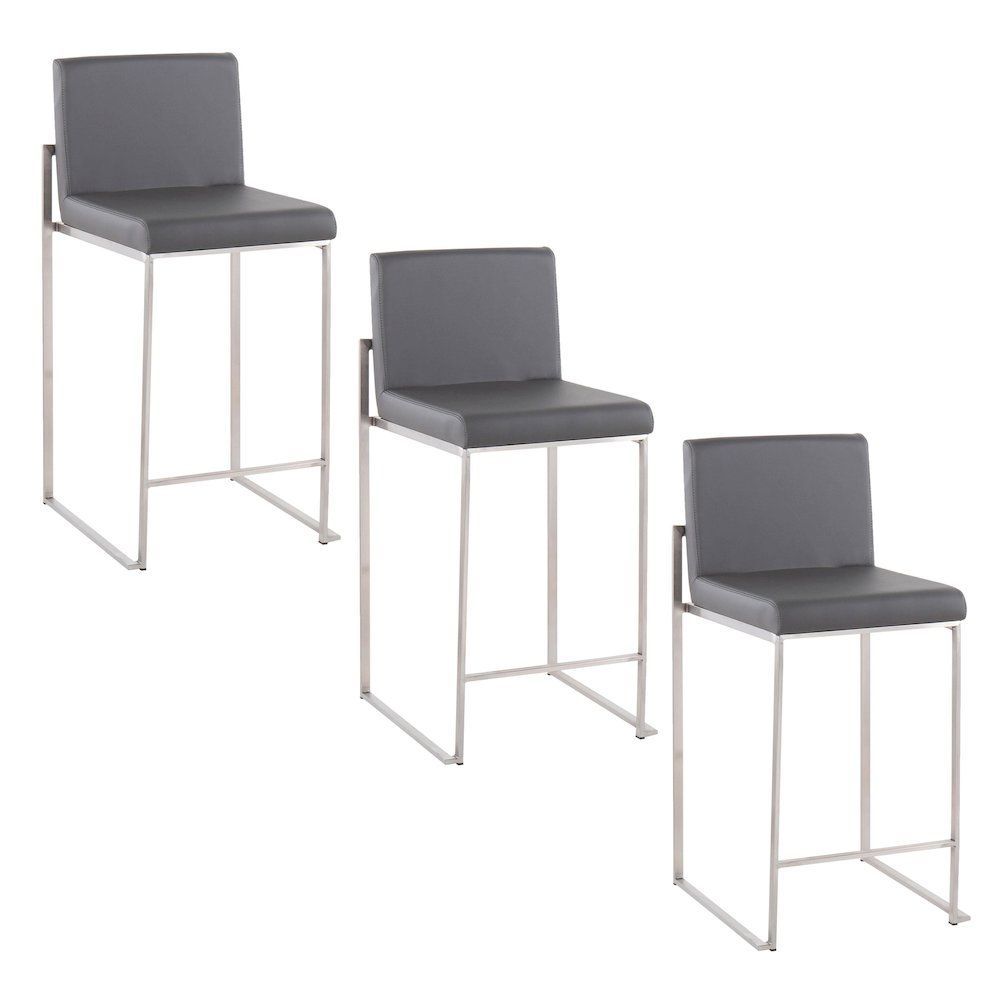 Fuji High Back 26" Fixed-Height Counter Stool - Set Of3