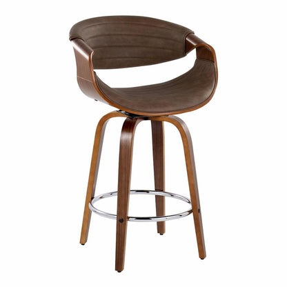 Symphony 26" Fixed-Height Counter Stool - Set of 2 in Walnut Wood