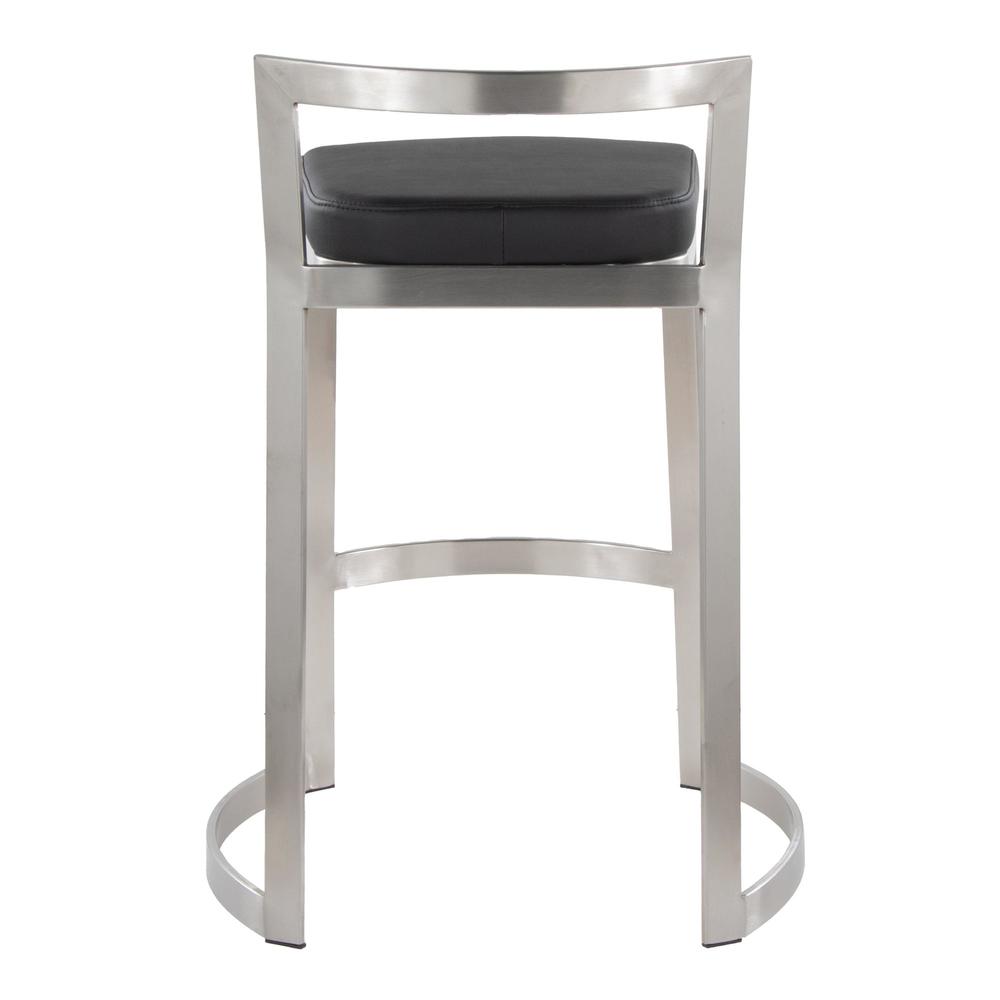 Stainless Steel, Black PU Fuji DLX Counter Stool - Set of 2