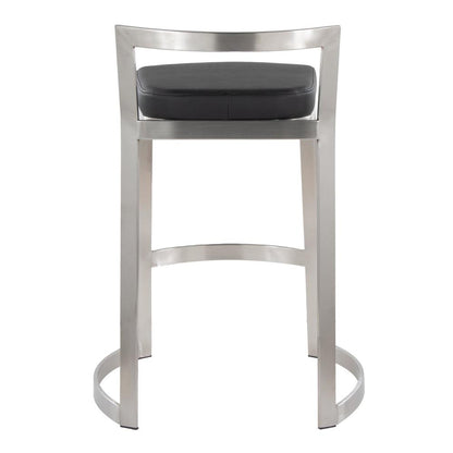 Stainless Steel, Black PU Fuji DLX Counter Stool - Set of 2