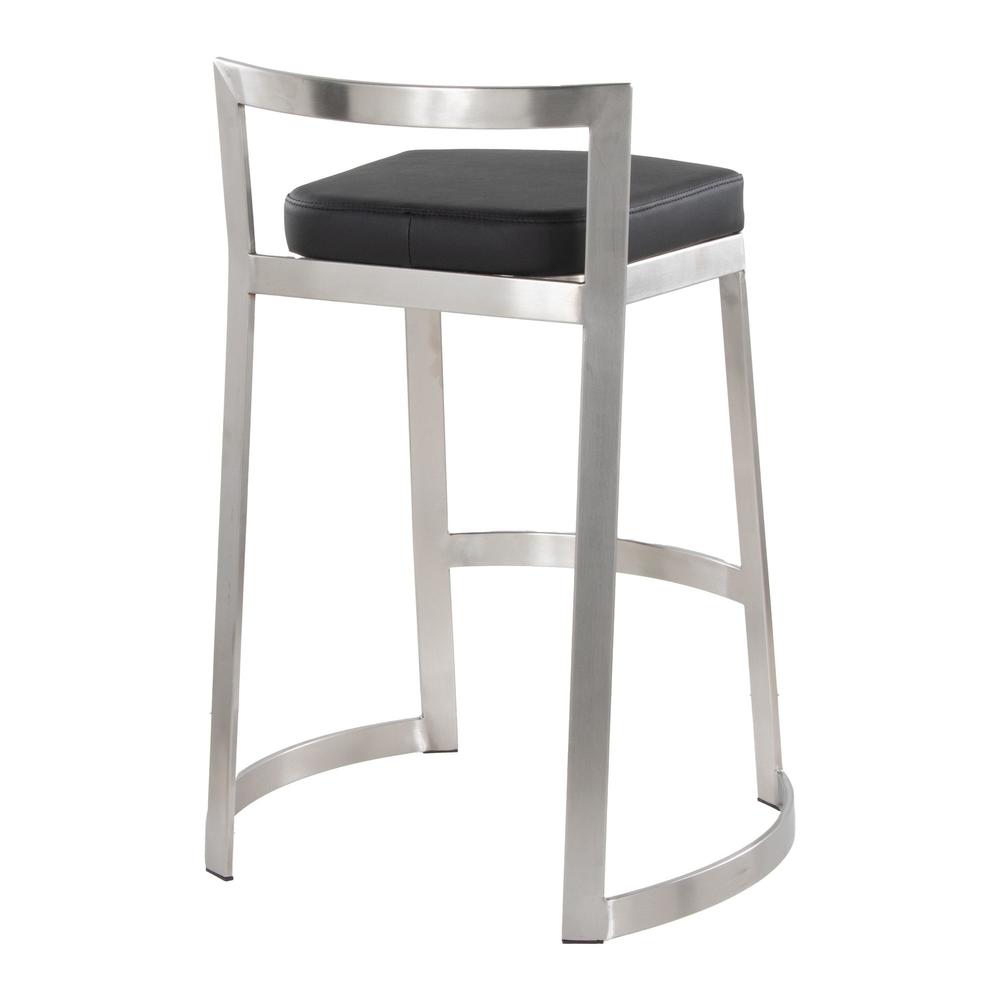 Stainless Steel, Black PU Fuji DLX Counter Stool - Set of 2