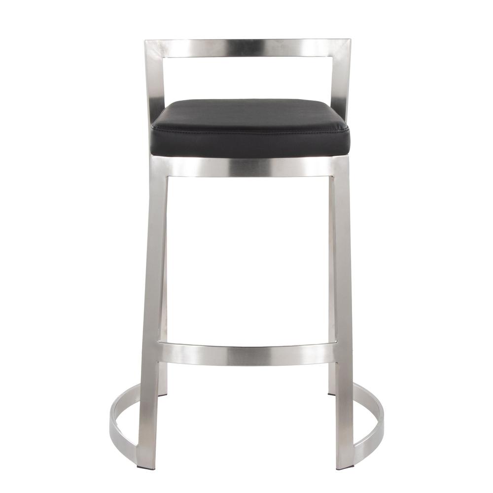 Stainless Steel, Black PU Fuji DLX Counter Stool - Set of 2
