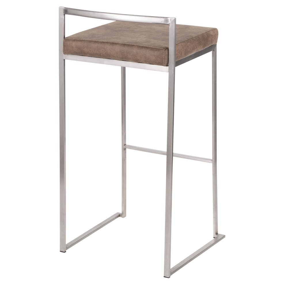 Fuji Stacker 30" Fixed-Height Barstool - Set of 3 in Stainless Steel