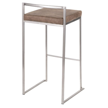 Fuji Stacker 30" Fixed-Height Barstool - Set of 3 in Stainless Steel