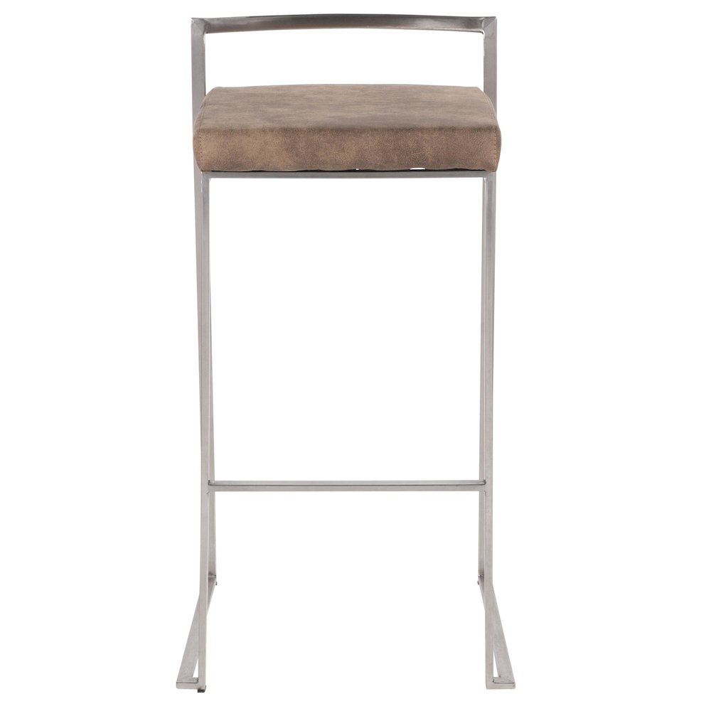 Fuji Stacker 30" Fixed-Height Barstool - Set of 3 in Stainless Steel