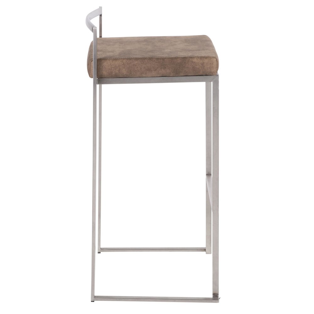 Fuji Stacker 30" Fixed-Height Barstool - Set of 3 in Stainless Steel