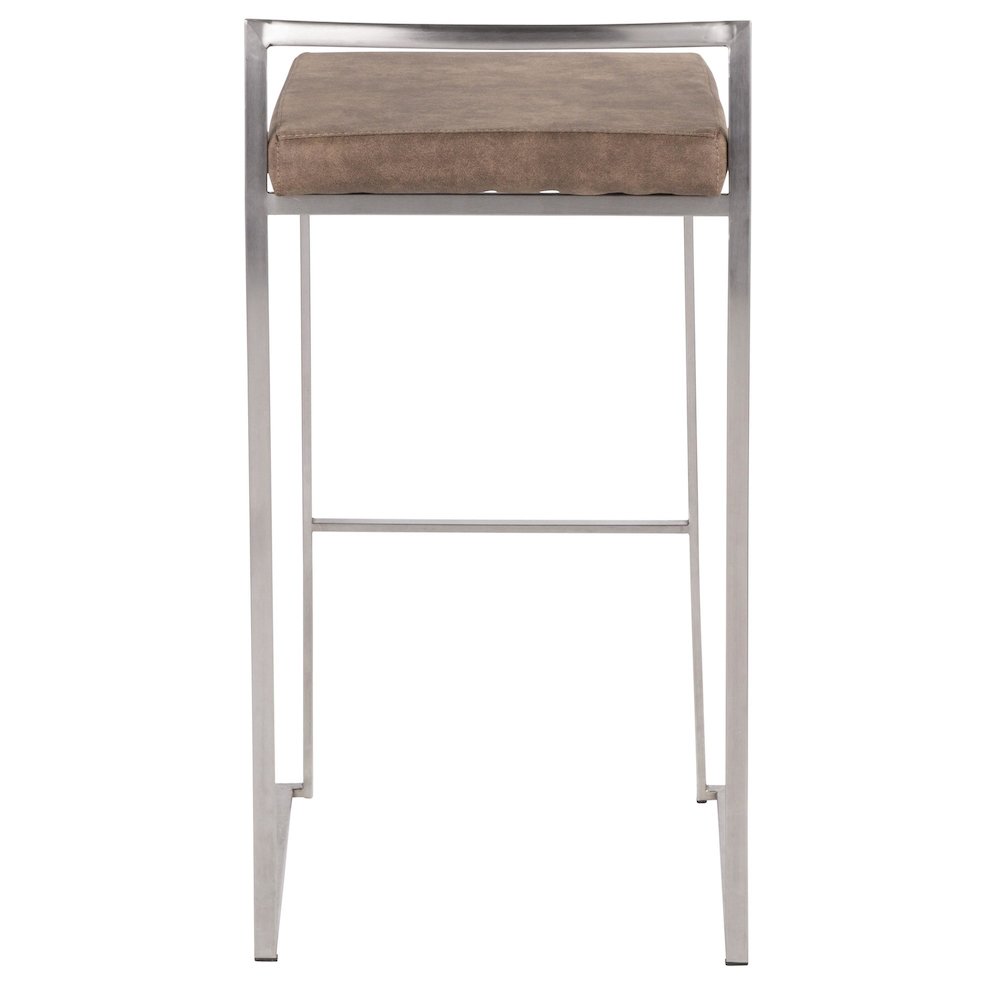 Fuji Stacker 30" Fixed-Height Barstool - Set of 3 in Stainless Steel
