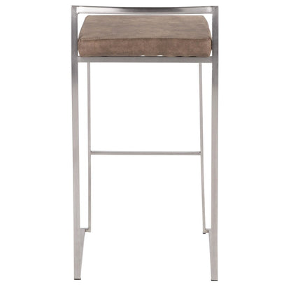 Fuji Stacker 30" Fixed-Height Barstool - Set of 3 in Stainless Steel