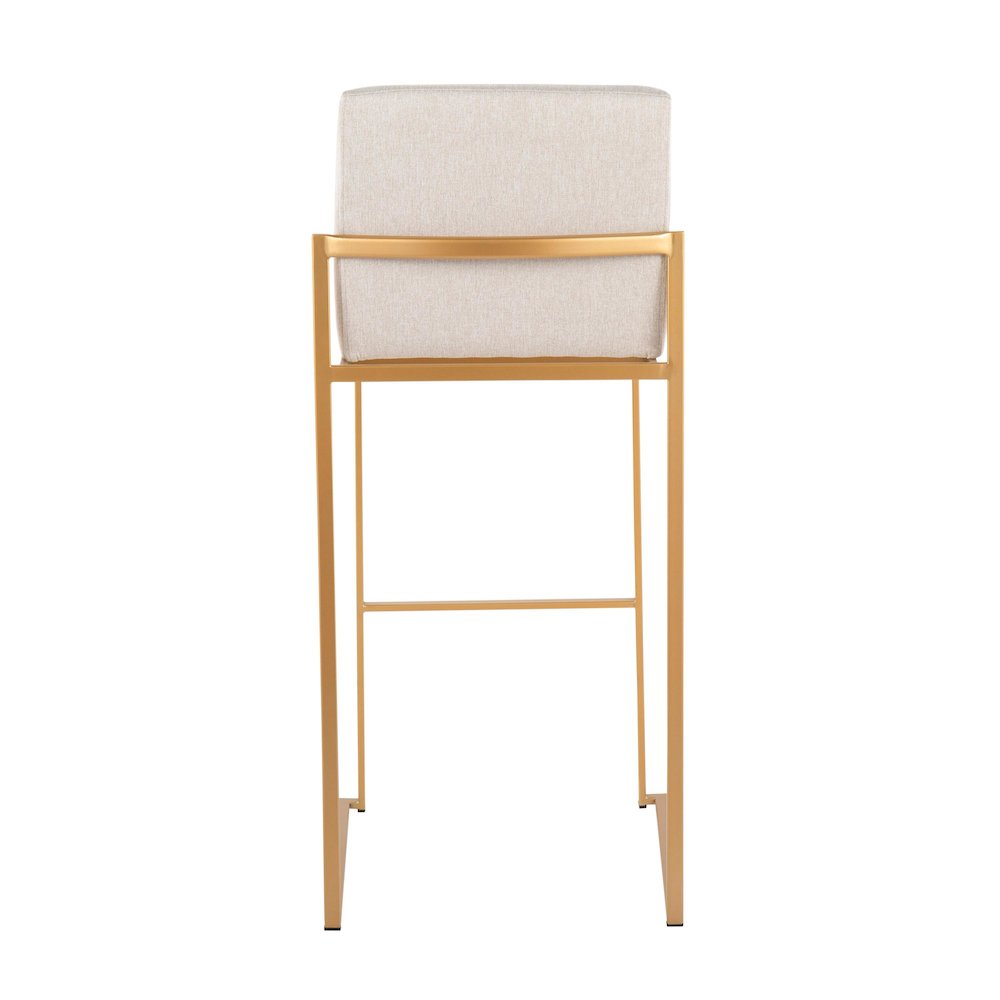 Fuji High Back 30" Fixed-Height Barstool - Set of 3 in Gold Steel