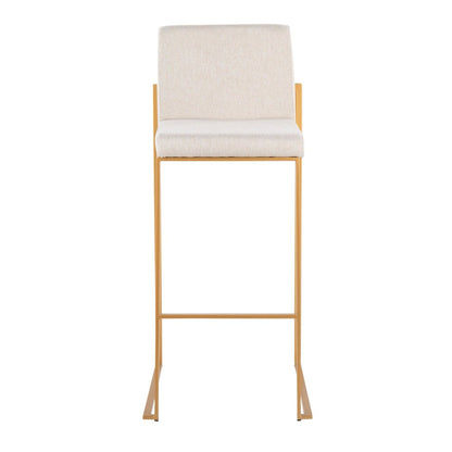 Fuji High Back 30" Fixed-Height Barstool - Set of 3 in Gold Steel