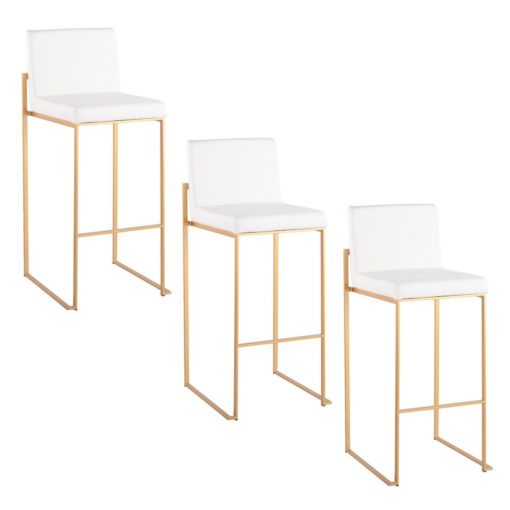 Fuji High Back 30" Fixed-Height Barstool - Set of 3