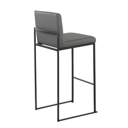 Fuji High Back 30" Fixed-Height Barstool - Set of 3 in Black Steel