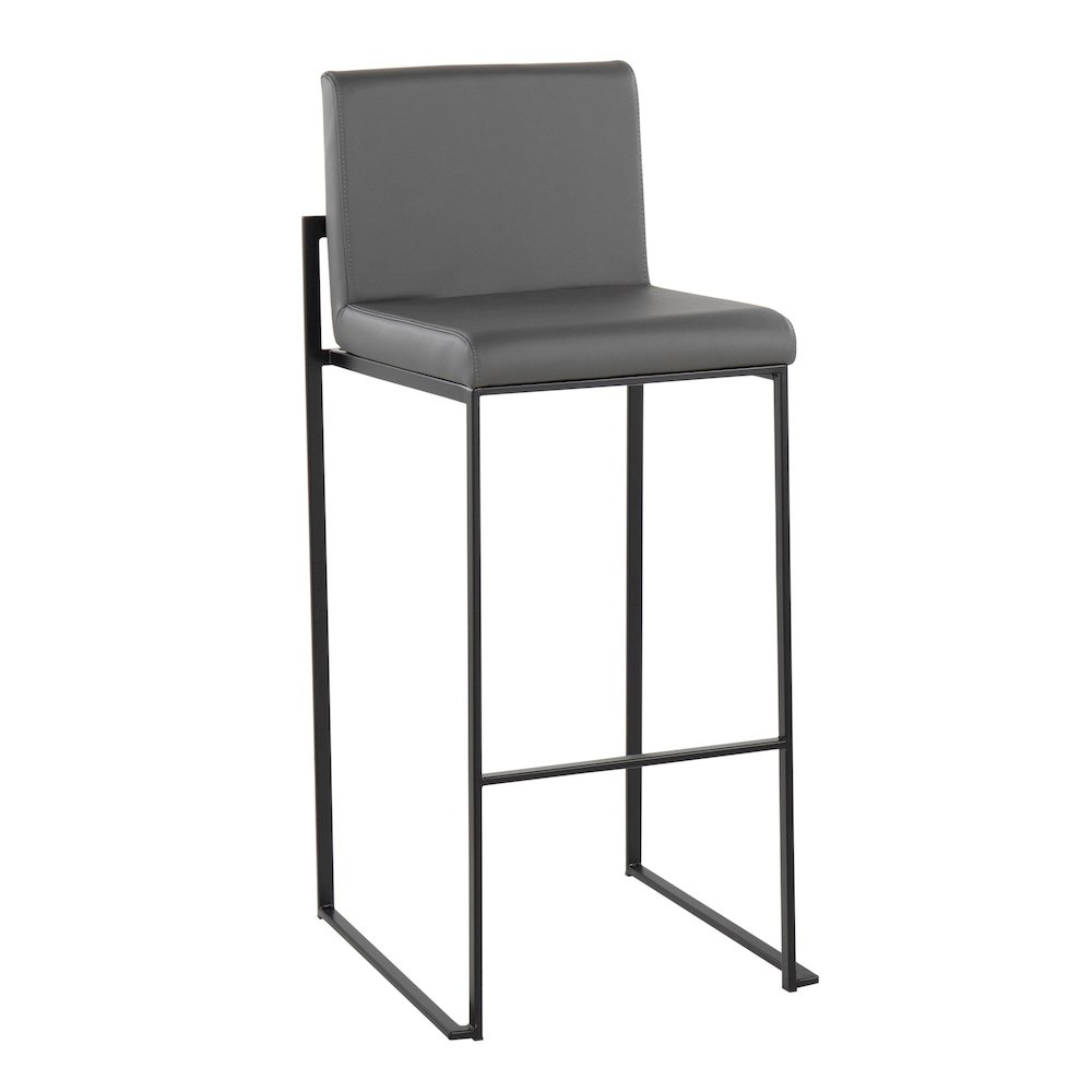 Fuji High Back 30" Fixed-Height Barstool - Set of 3 in Black Steel