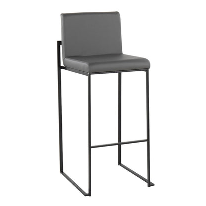 Fuji High Back 30" Fixed-Height Barstool - Set of 3 in Black Steel