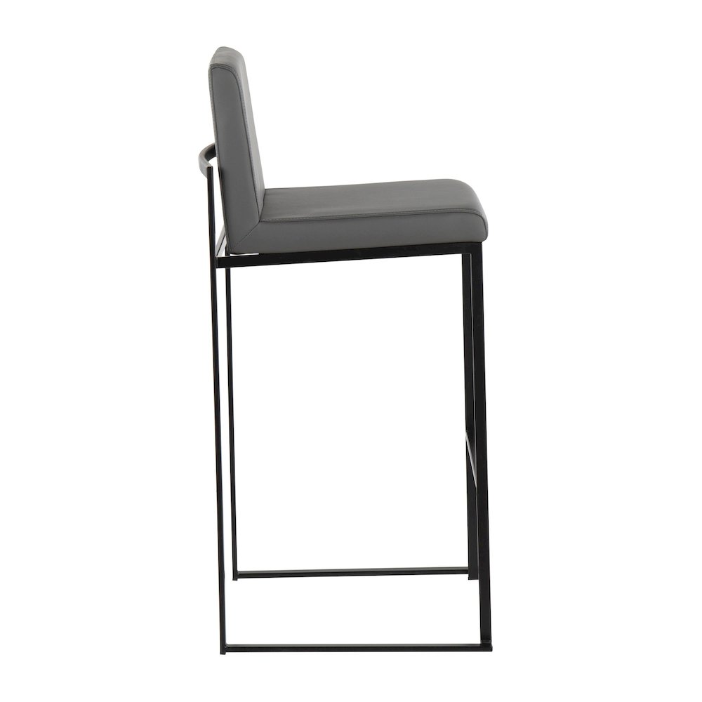 Fuji High Back 30" Fixed-Height Barstool - Set of 3 in Black Steel