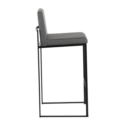 Fuji High Back 30" Fixed-Height Barstool - Set of 3 in Black Steel