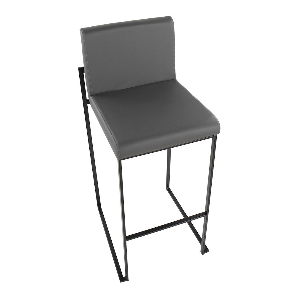 Fuji High Back 30" Fixed-Height Barstool - Set of 3 in Black Steel