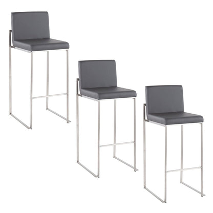 Fuji High Back 30" Fixed-Height Barstool - Set of 3