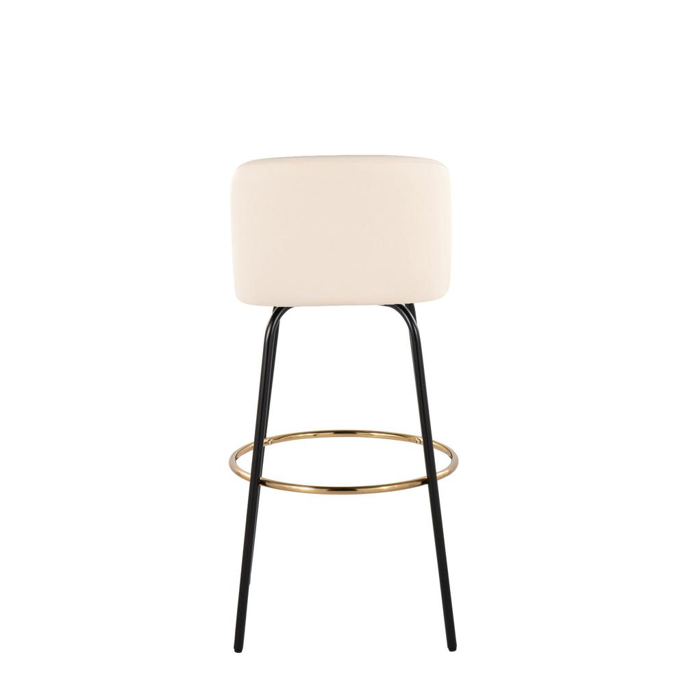 Cream PU, Black Metal, Gold Metal Toriano 30" Fixed Height Barstool - Set of 2