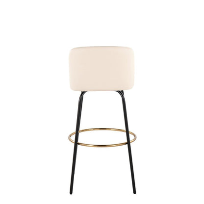 Cream PU, Black Metal, Gold Metal Toriano 30" Fixed Height Barstool - Set of 2