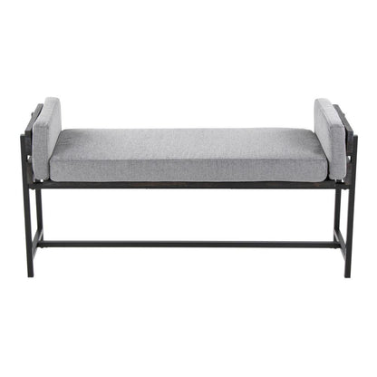 Black Metal, Grey Wood, Light Grey Fabric Kari Bench