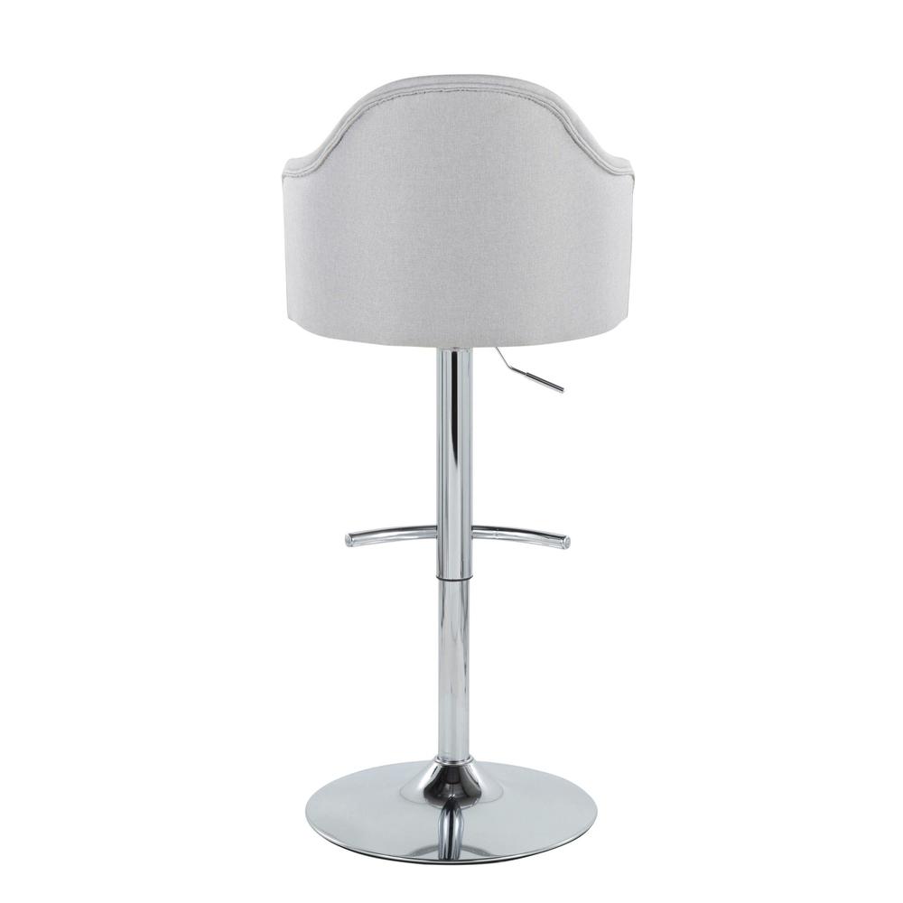 Chrome Metal, Light Grey Fabric Ahoy Adjustable Barstool - Set of 2