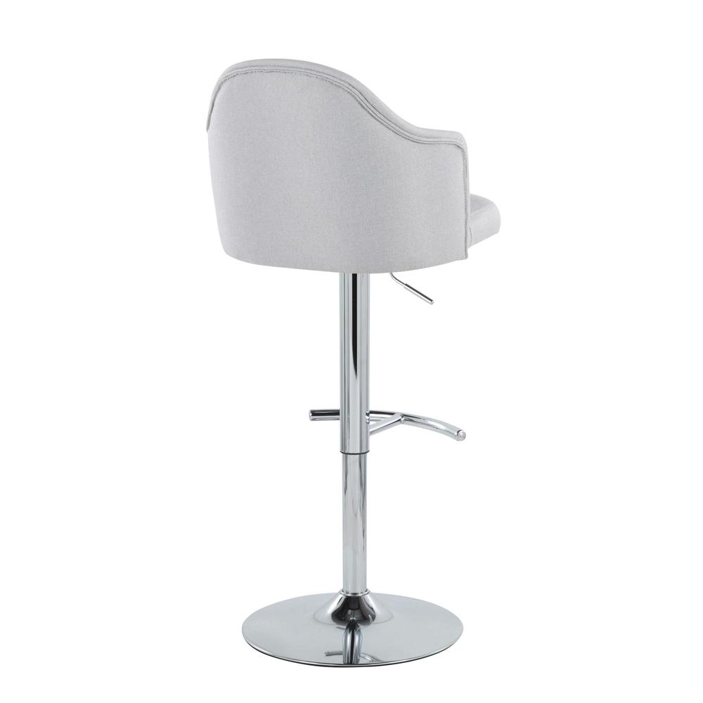 Chrome Metal, Light Grey Fabric Ahoy Adjustable Barstool - Set of 2