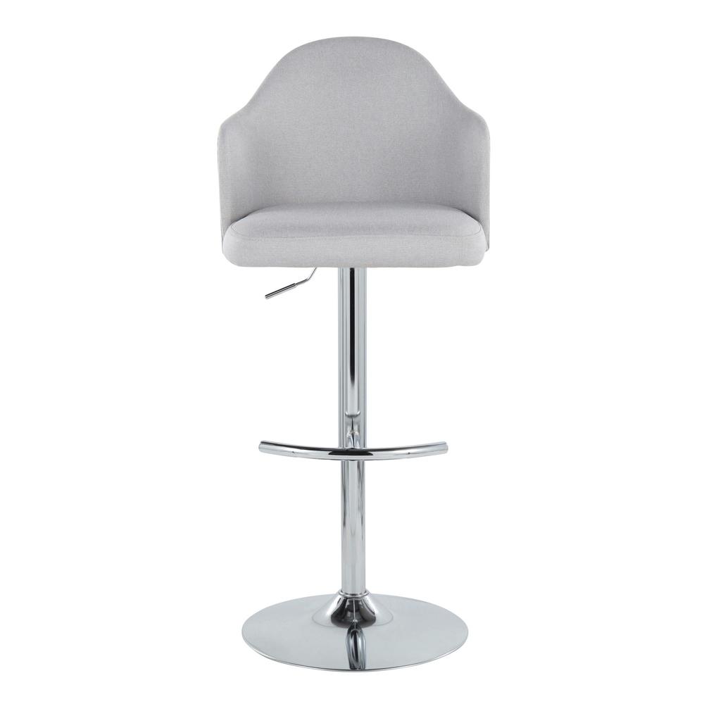 Chrome Metal, Light Grey Fabric Ahoy Adjustable Barstool - Set of 2