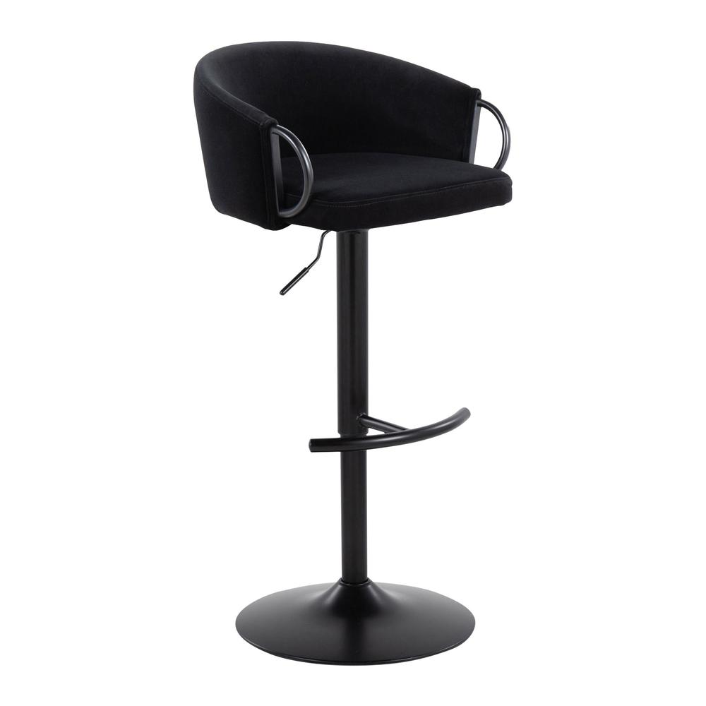 Black Metal, Black Velvet Claire Adjustable Barstool – Set of 2