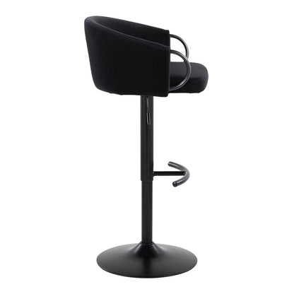 Black Metal, Black Velvet Claire Adjustable Barstool – Set of 2