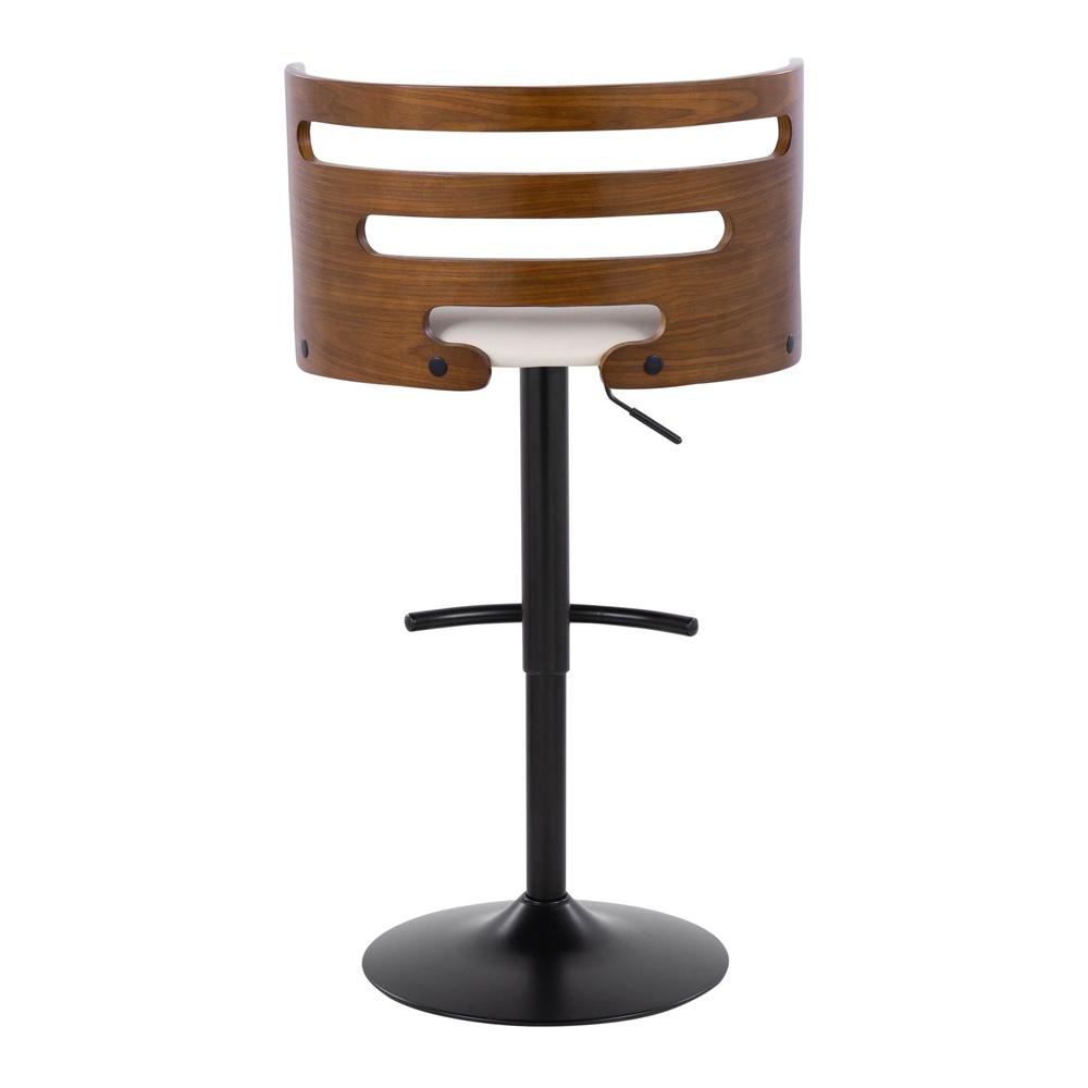 Black Metal, Walnut Wood, Cream PU Cosi Adjustable Barstool - Set of 2