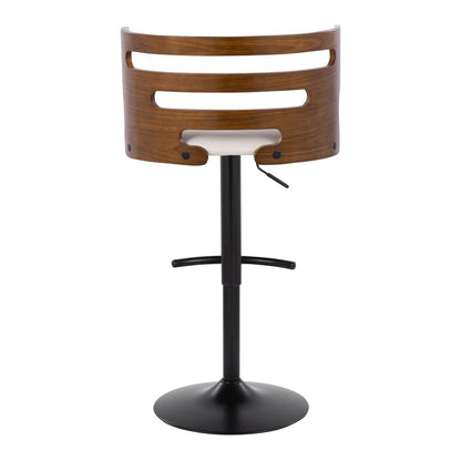 Black Metal, Walnut Wood, Cream PU Cosi Adjustable Barstool - Set of 2