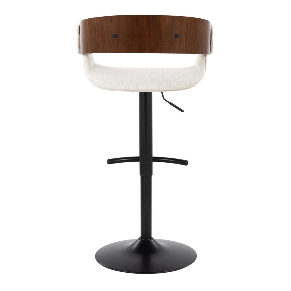 Black Metal, Walnut Wood, Cream Fabric Elisa Adjustable Barstool - Set of 2