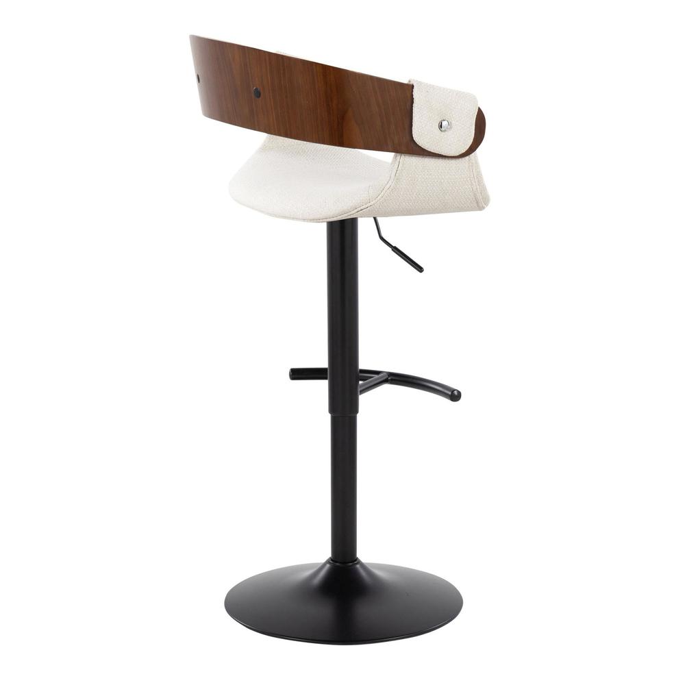 Black Metal, Walnut Wood, Cream Fabric Elisa Adjustable Barstool - Set of 2