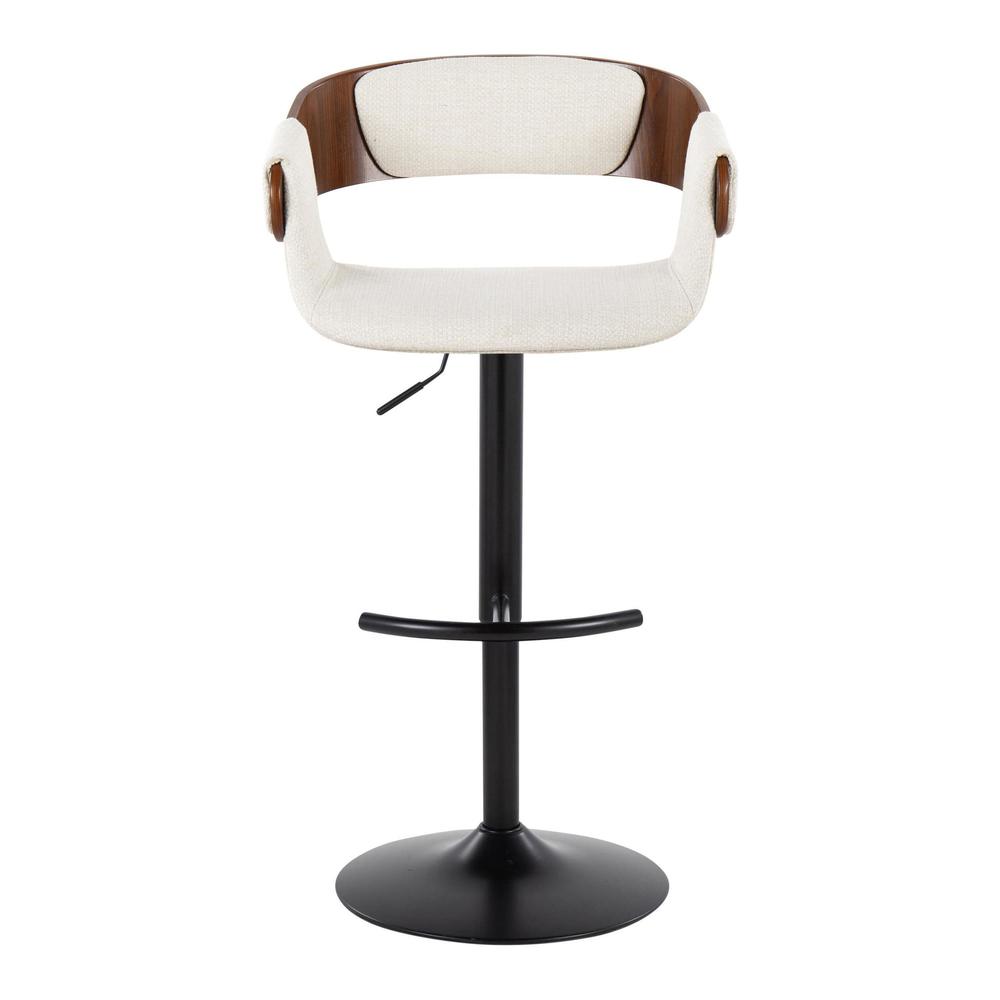 Black Metal, Walnut Wood, Cream Fabric Elisa Adjustable Barstool - Set of 2