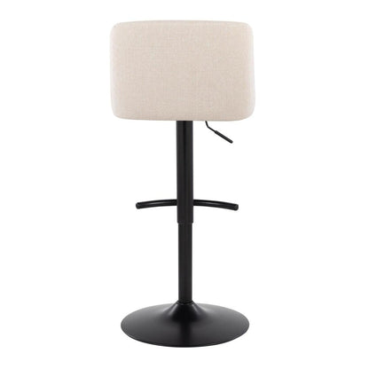 Cream Noise Fabric, Black Metal Toriano Adjustable Barstool - Set of 2