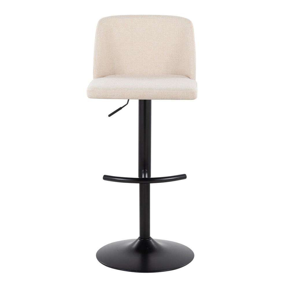 Cream Noise Fabric, Black Metal Toriano Adjustable Barstool - Set of 2