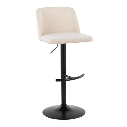 Cream Noise Fabric, Black Metal Toriano Adjustable Barstool - Set of 2