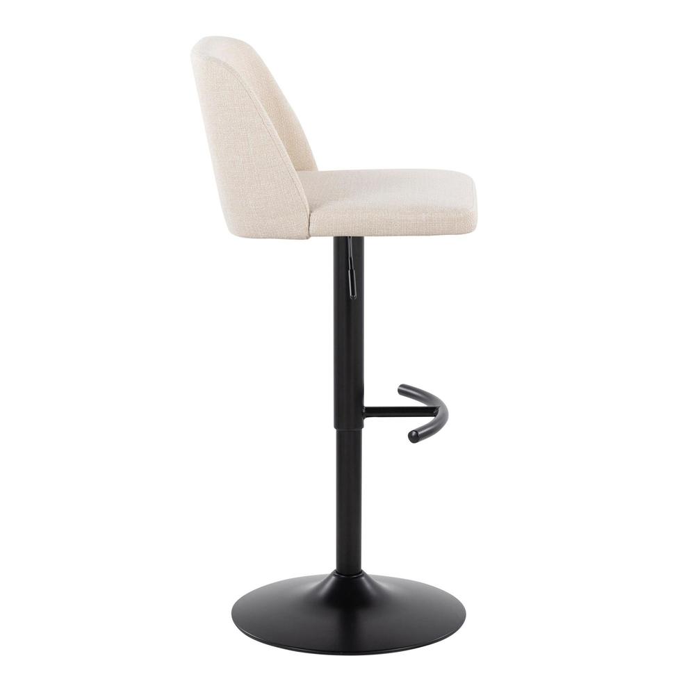 Cream Noise Fabric, Black Metal Toriano Adjustable Barstool - Set of 2