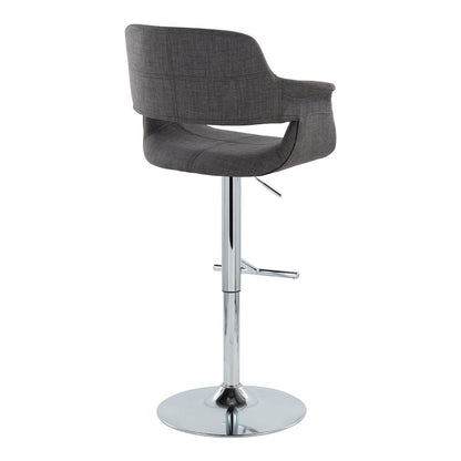Chrome Metal, Charcoal Fabric Vintage Flair Adjustable Barstool - Set of 2