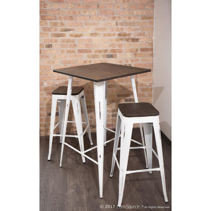 Oregon Industrial Stackable Barstool in Vintage White and Espresso - Set of 2