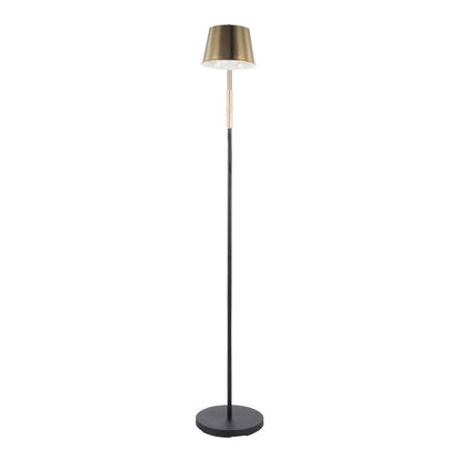 Metric Industrial Floor Lamp in Black and Antique Brass