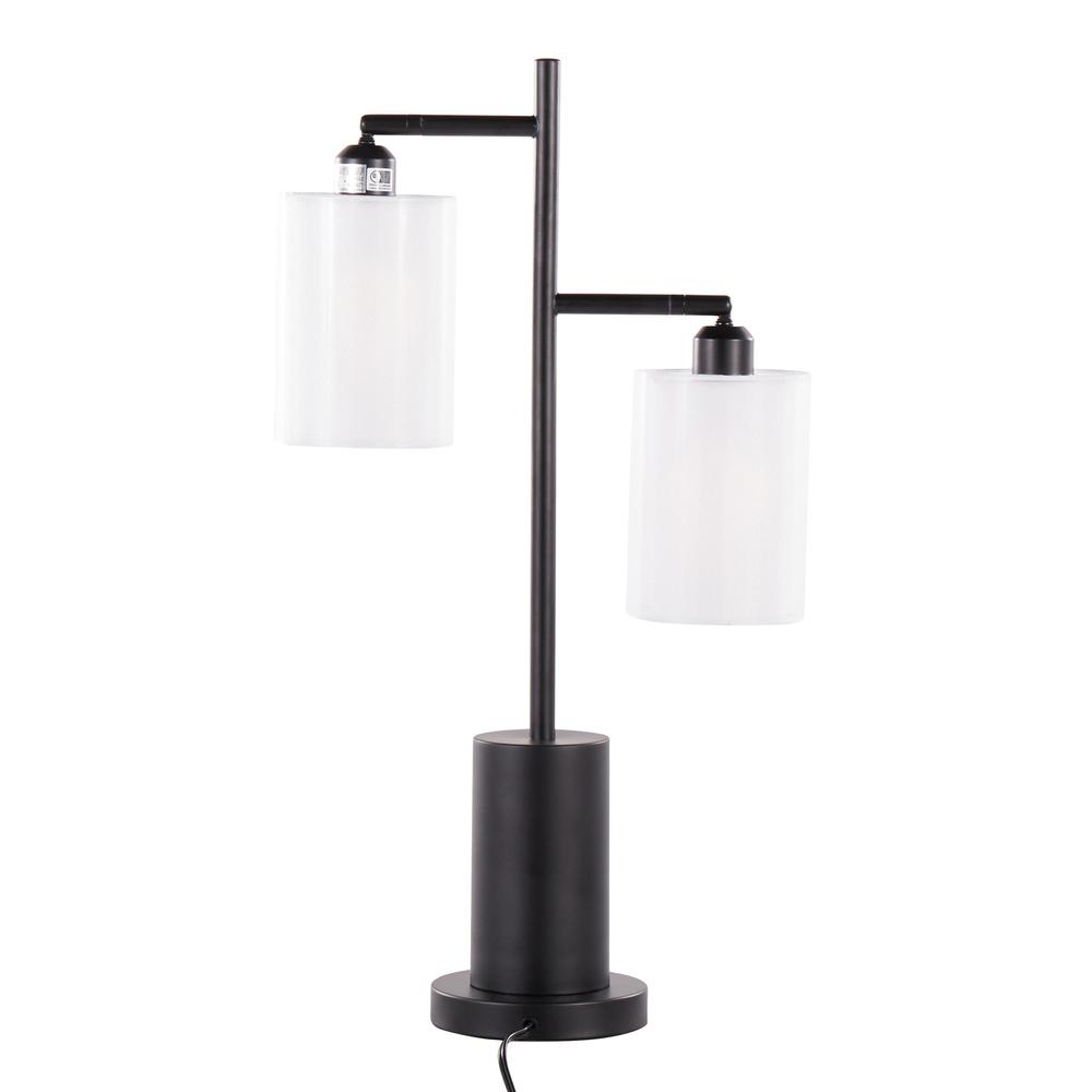 Black Metal, White Shades Cannes Table Lamp