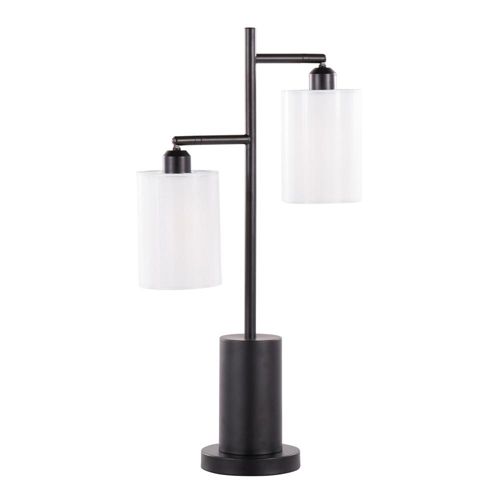Black Metal, White Shades Cannes Table Lamp