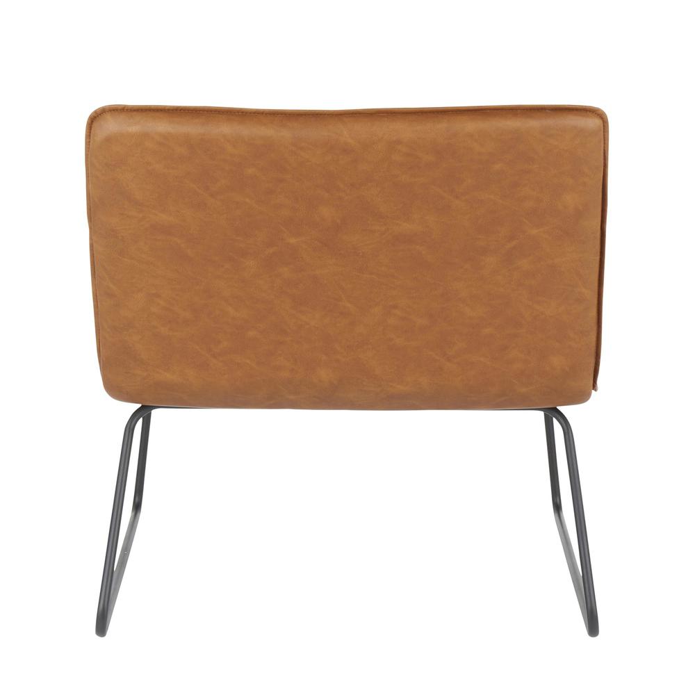 Casper Industrial Accent Chair in Black Metal and Camel Faux Leather