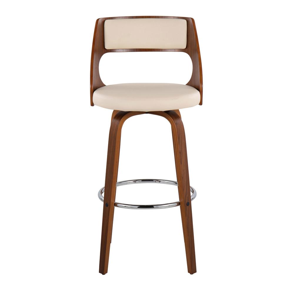 Walnut Wood, Cream PU, Chrome Cecina Barstool - Set of 2