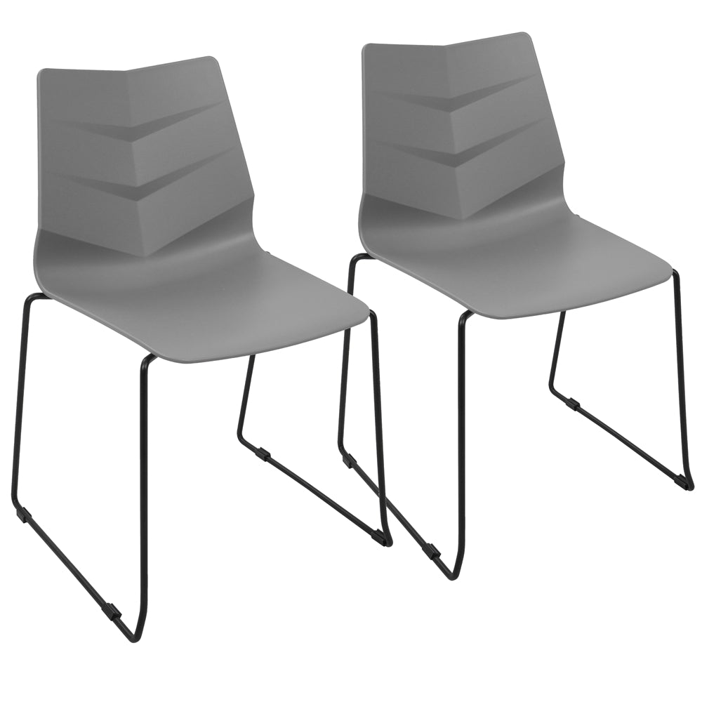 Arrow Contemporary Dining Chair in Black and Grey - Set of 2