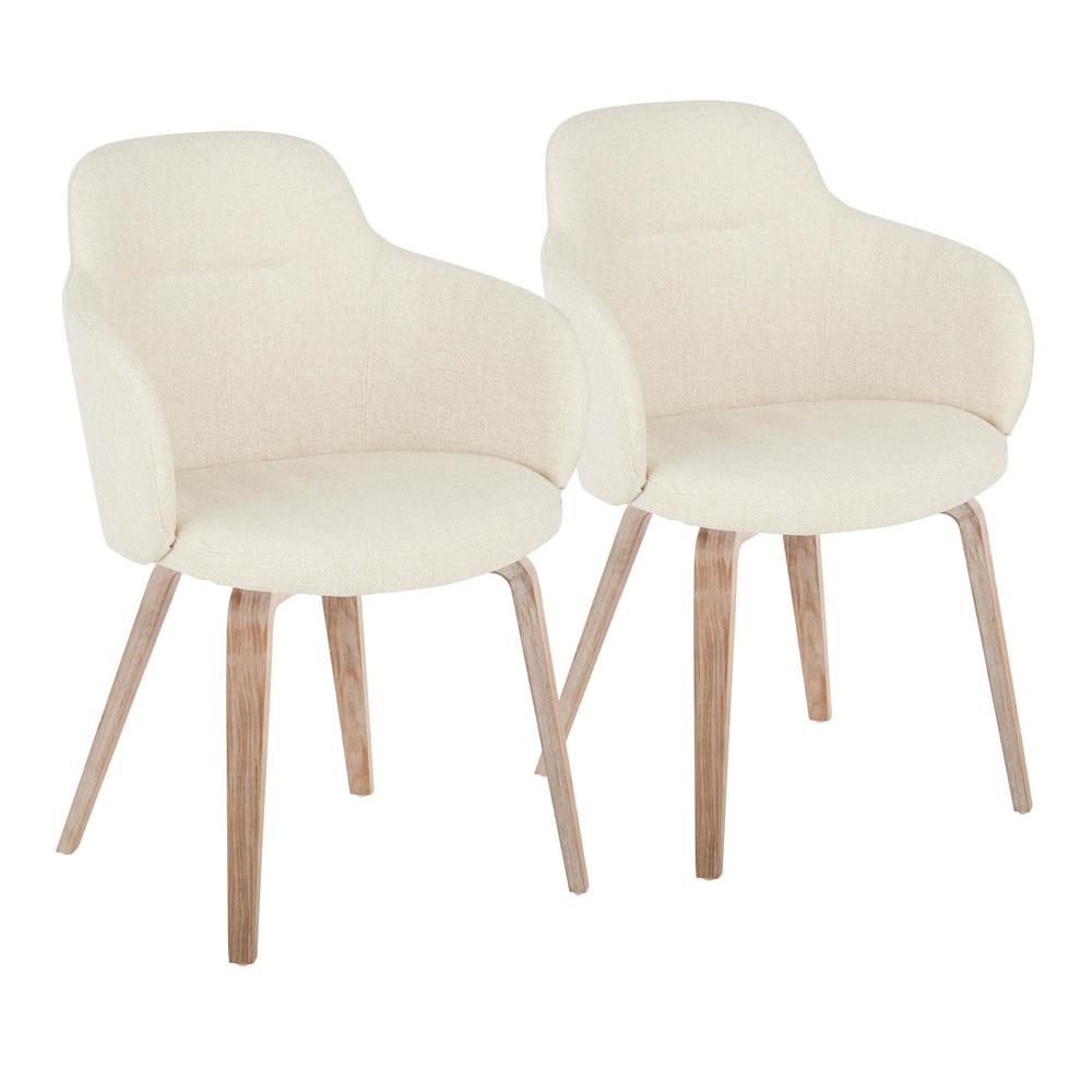 Whitewashed Wood, Cream Noise Fabric Boyne Chair - Set of 2