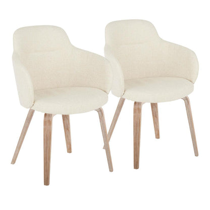 Whitewashed Wood, Cream Noise Fabric Boyne Chair - Set of 2