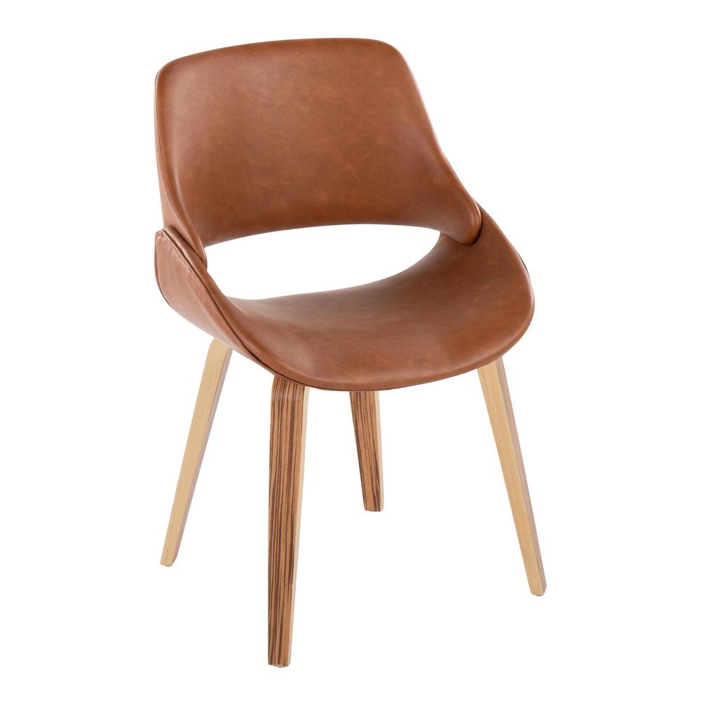 Zebra Wood, Camel PU Fabrico Chair - Set of 2
